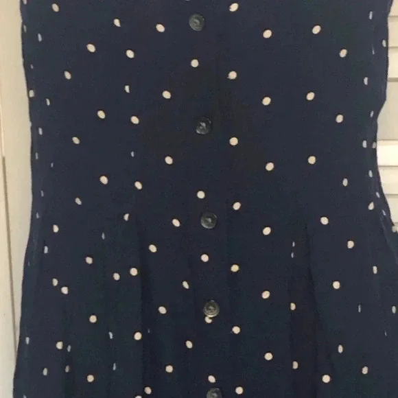 Madewell Boho Ruffle-strap Navy Polka Dot Button Down Sleeveless Sundres… - Picture 10 of 15